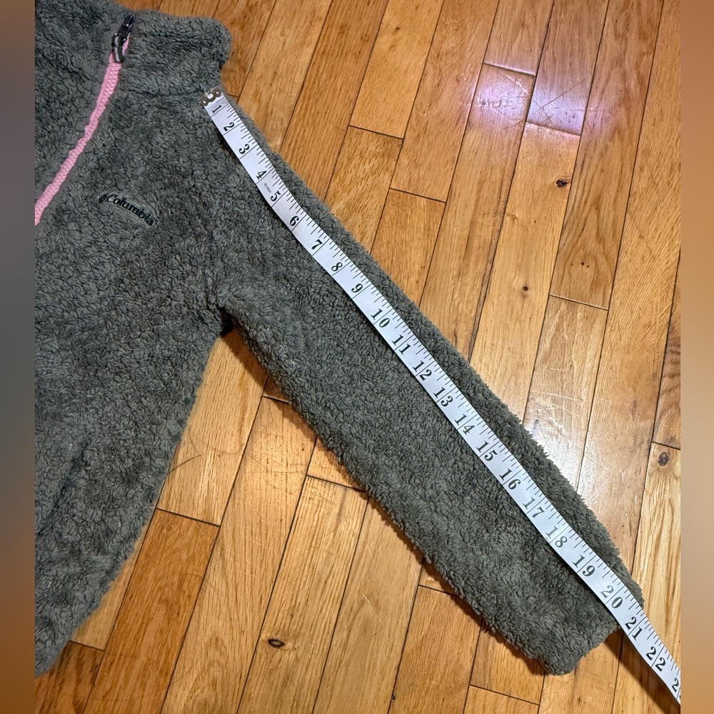 Columbia Olive Fleece Jacket with Pink Trim #712 - Picture 6 of 8